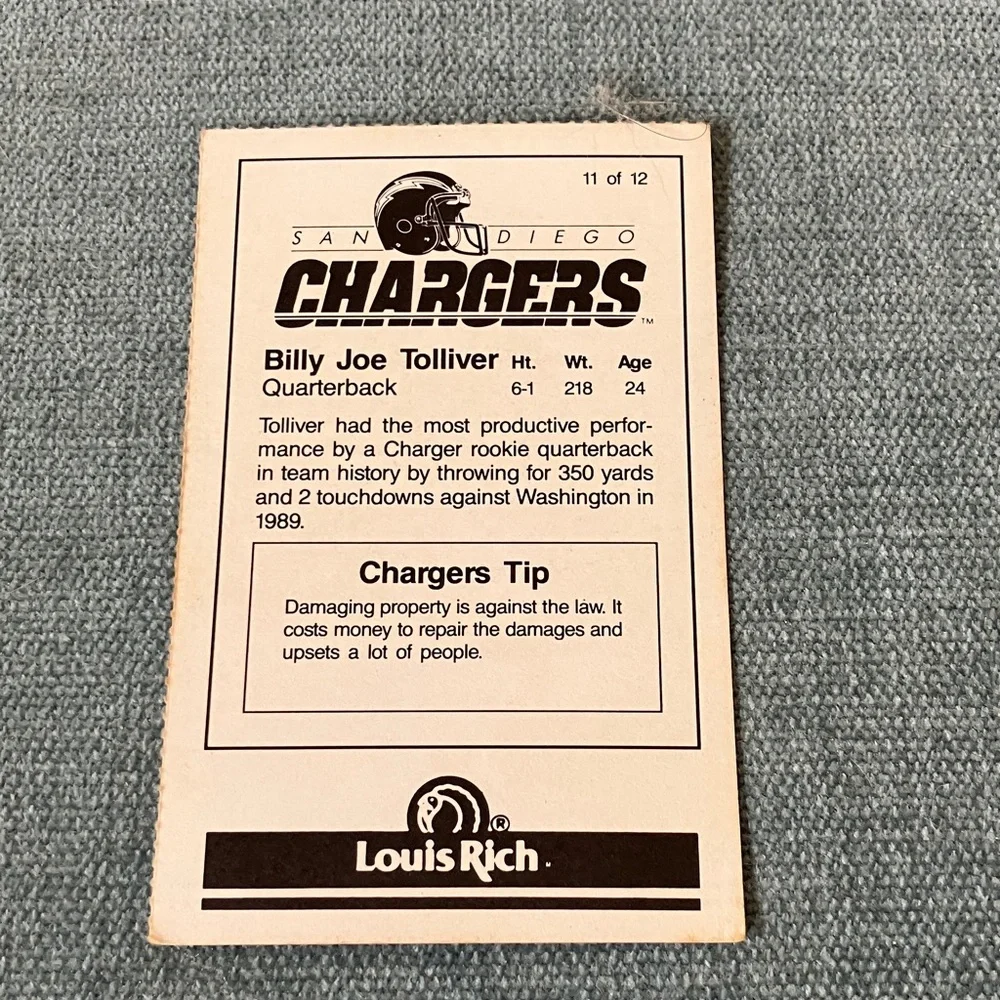 Chargers NFL Football Trading Card Football Card